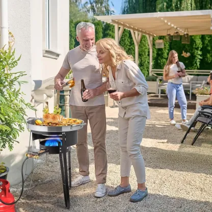 Juego de comal cóncavo de 23" con estufa de propano de 80,000 BTU, cocina de disco de acero inoxidable con soporte para quemador para cocinar en el patio y al aire libre, tacos para cocinar, carnitas, tortillas y salteados. SpringStatements