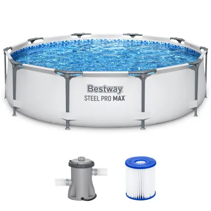 Piscina redonda desmontable Bestway Steel Pro MAX para exteriores con bomba, de 30 a 42 pulgadas de profundidad