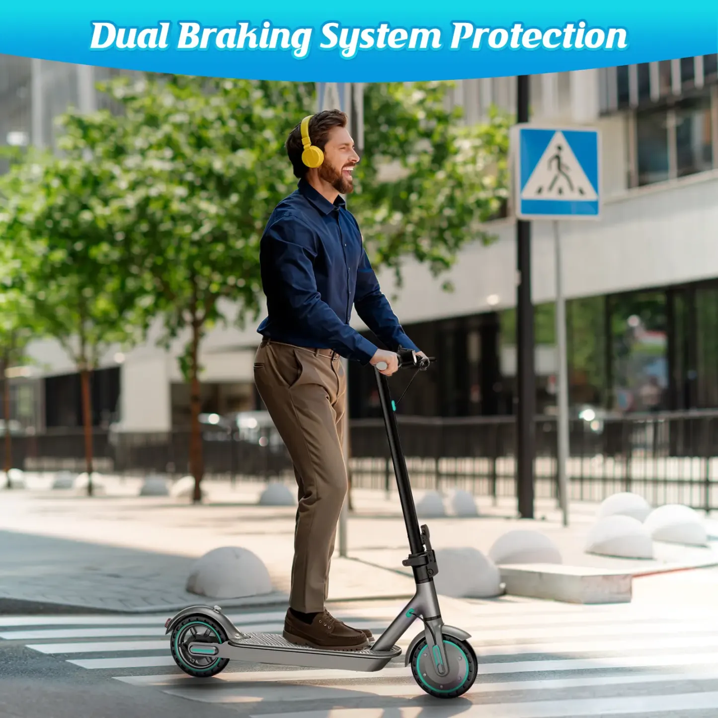 Patinete eléctrico potente de 350 W para adultos (2026), largo alcance (19-22 km), velocidad máxima (30 km/h), divertido patinete deportivo ajustable de 3 velocidades, batería de 36 V y 7,8 Ah, portátil, plegable, con control por aplicación.