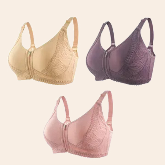 🔥Skin Friendly Cotton-Women's 18 Hour Original Comfort Strap Front Opening Push Up Comfort Wireless Bra(Buy 1 Get 2 Free )