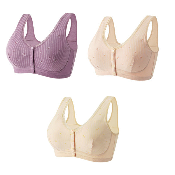 🔥LAST DAY🔥BUY 1 GET 3 BRA🔥Women's 18 Hour Silky Soft Pure Organic Cotton Front Open Wireless Comfort Bra