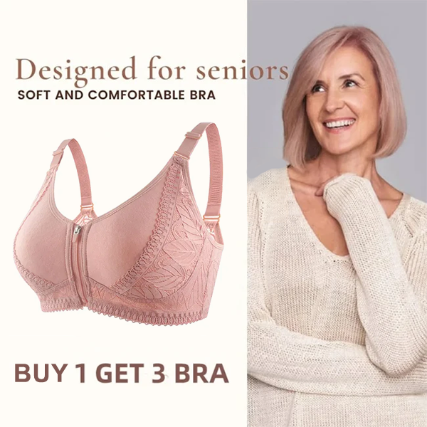 🔥Skin Friendly Cotton-Women's 18 Hour Original Comfort Strap Front Opening Push Up Comfort Wireless Bra(Buy 1 Get 2 Free )