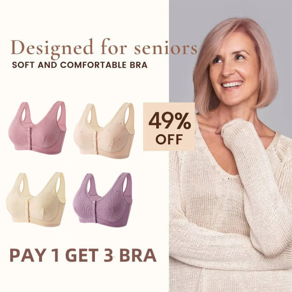 🔥LAST DAY🔥BUY 1 GET 3 BRA🔥Women's 18 Hour Silky Soft Pure Organic Cotton Front Open Wireless Comfort Bra