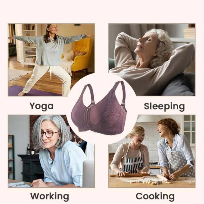 🔥Skin Friendly Cotton-Women's 18 Hour Original Comfort Strap Front Opening Push Up Comfort Wireless Bra(Buy 1 Get 2 Free )