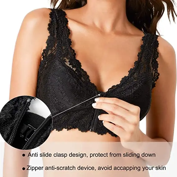 Women's Sexy Front Zipper Breathable Lace Push Up Plus Size Bra – 🌸BUY 2 FREE SHIPPING