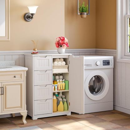 Armario de almacenamiento de despensa de cocina de 33 pulgadas con puerta y estantes, armario pequeño de despensa de alimentos, armario de almacenamiento de baño de madera independiente