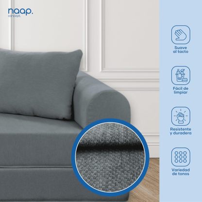 Naap Concept Sofá Cama Teddy Chenille | Diseño Convertible | Hecho 100% de Espuma | Comodidad y Versatilidad | 200x100x65 cm (Oxford)