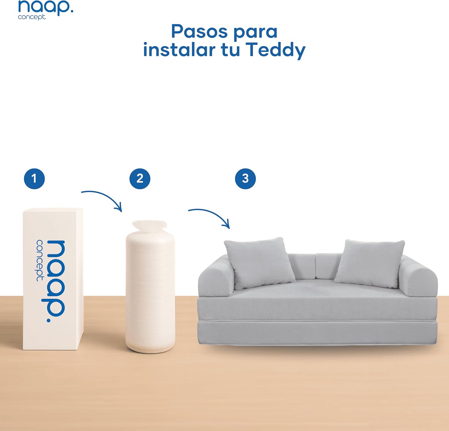 Naap Concept Sofá Cama Teddy Chenille | Diseño Convertible | Hecho 100% de Espuma | Comodidad y Versatilidad | 200x100x65 cm (Oxford)