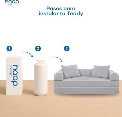 Naap Concept Sofá Cama Teddy Chenille | Diseño Convertible | Hecho 100% de Espuma | Comodidad y Versatilidad | 200x100x65 cm (Oxford)