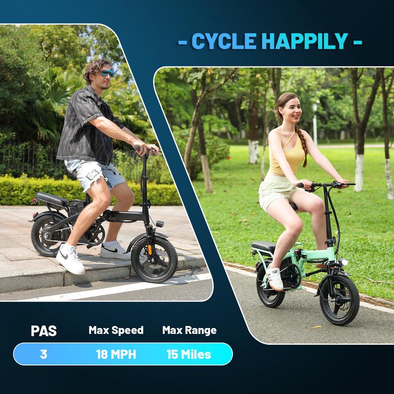 Bicicleta eléctrica plegable E14 para adultos | Motor de 48 V y 500 W | Bicicleta urbana ligera de 14" | Hasta 29 km/h