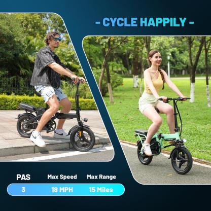 Bicicleta eléctrica plegable E14 para adultos | Motor de 48 V y 500 W | Bicicleta urbana ligera de 14" | Hasta 29 km/h