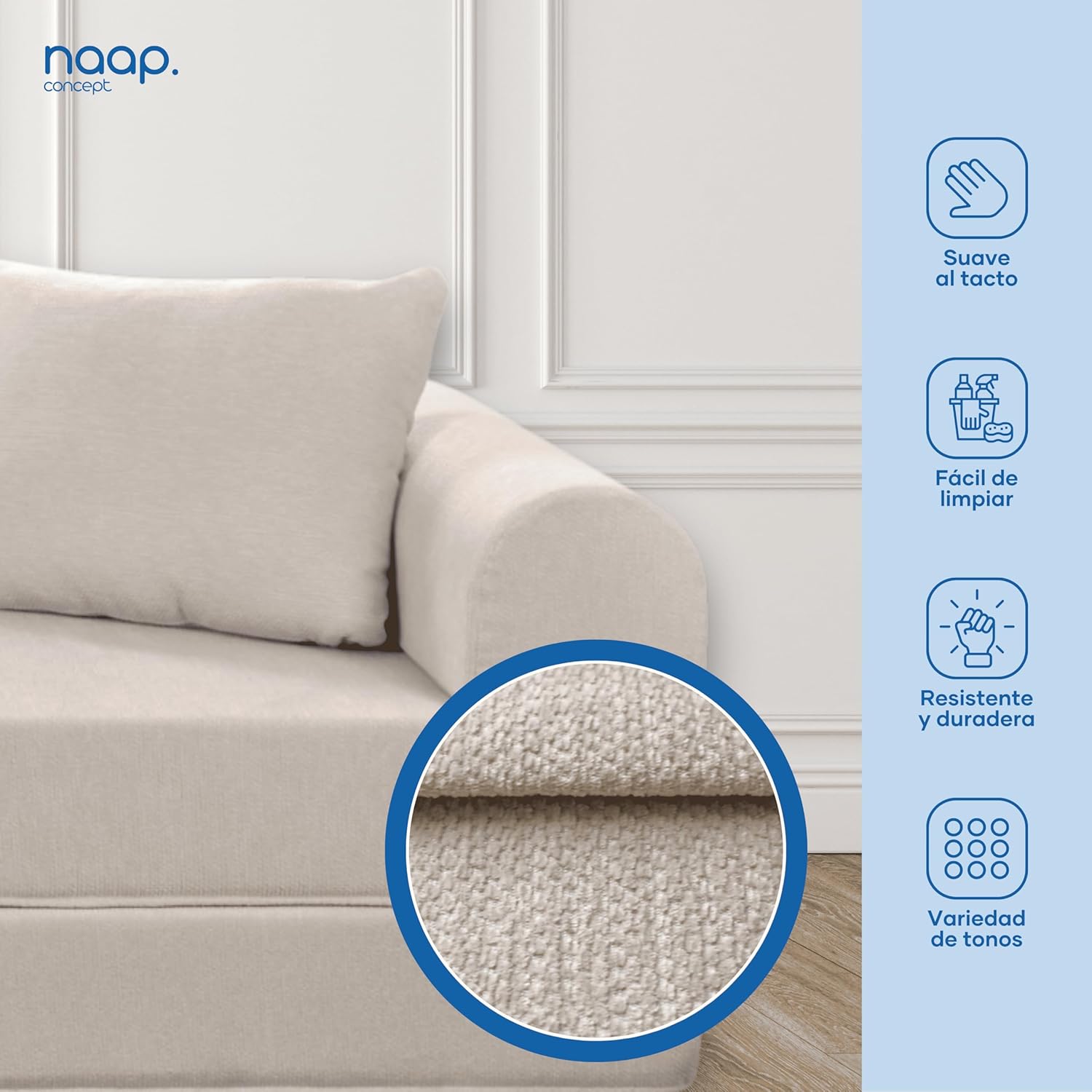 Naap Concept Sofá Cama Teddy Chenille | Diseño Convertible | Hecho 100% de Espuma | Comodidad y Versatilidad | 200x100x65 cm (Oxford)