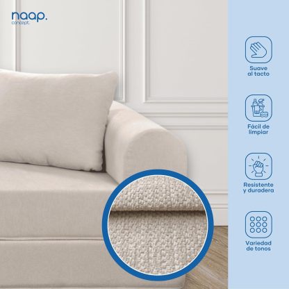Naap Concept Sofá Cama Teddy Chenille | Diseño Convertible | Hecho 100% de Espuma | Comodidad y Versatilidad | 200x100x65 cm (Oxford)