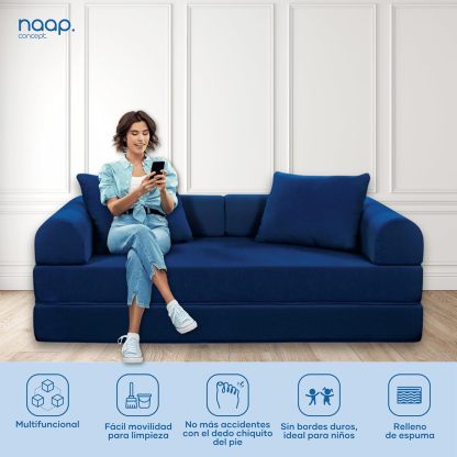 Naap Concept Sofá Cama Teddy Chenille | Diseño Convertible | Hecho 100% de Espuma | Comodidad y Versatilidad | 200x100x65 cm (Oxford)