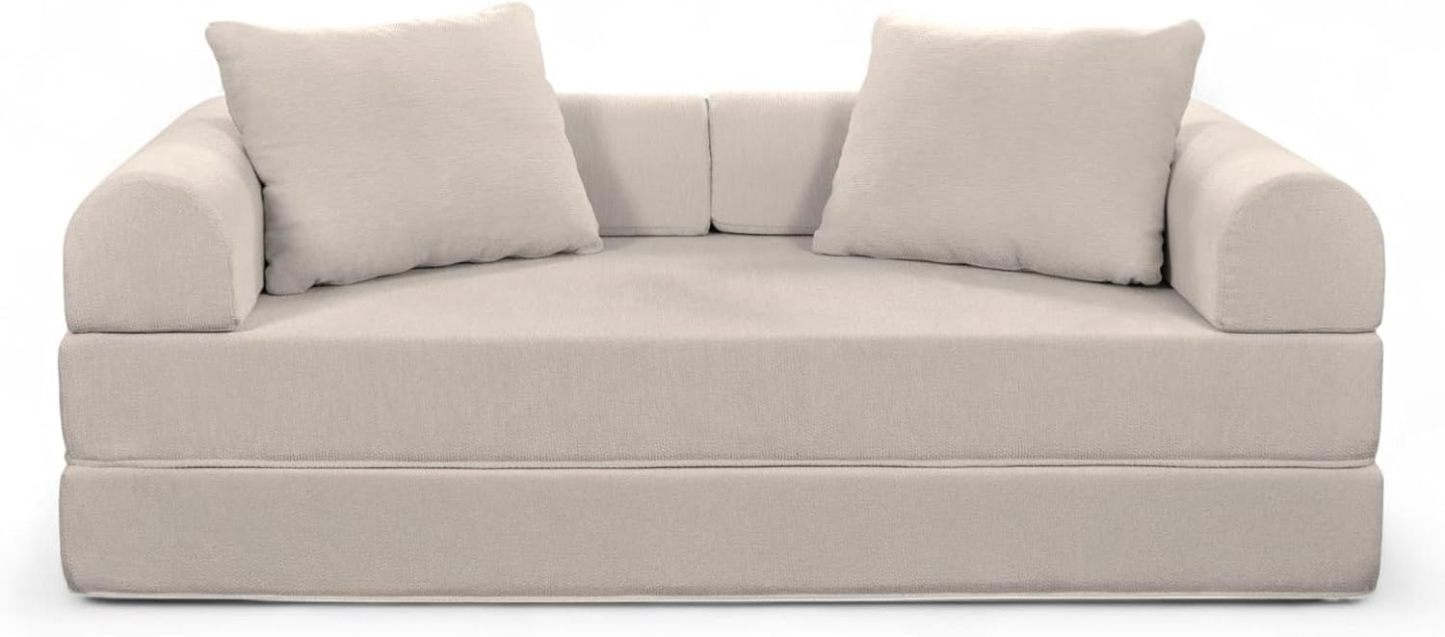 Naap Concept Sofá Cama Teddy Chenille | Diseño Convertible | Hecho 100% de Espuma | Comodidad y Versatilidad | 200x100x65 cm (Oxford)