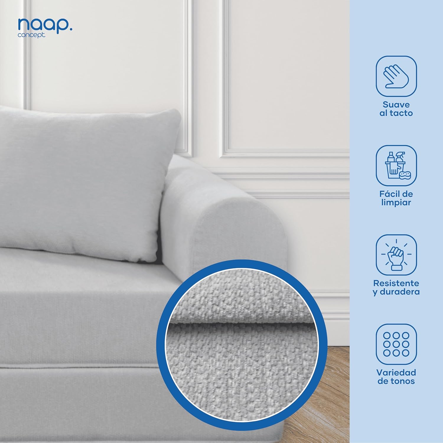Naap Concept Sofá Cama Teddy Chenille | Diseño Convertible | Hecho 100% de Espuma | Comodidad y Versatilidad | 200x100x65 cm (Oxford)