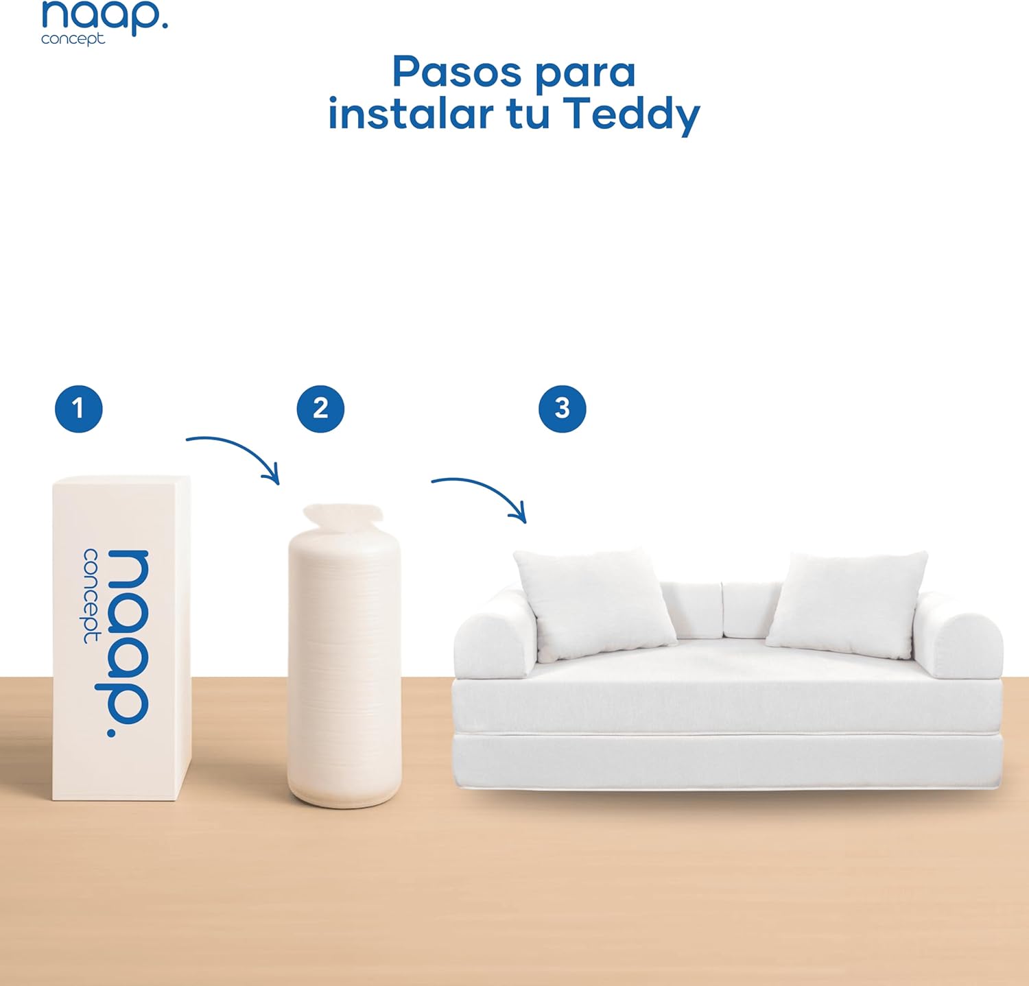 Naap Concept Sofá Cama Teddy Chenille | Diseño Convertible | Hecho 100% de Espuma | Comodidad y Versatilidad | 200x100x65 cm (Oxford)