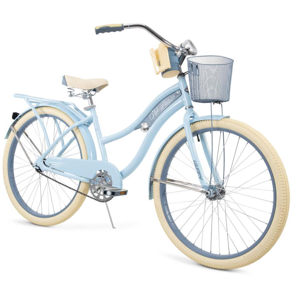 Bicicleta de paseo clásica Nel Lusso con cuadro Perfect Fit, para mujer, color azul, 26"