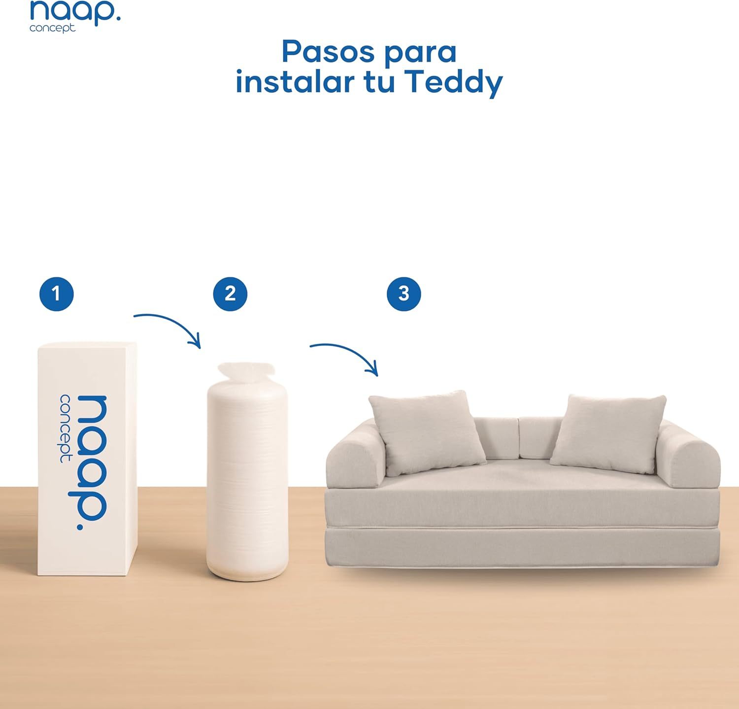 Naap Concept Sofá Cama Teddy Chenille | Diseño Convertible | Hecho 100% de Espuma | Comodidad y Versatilidad | 200x100x65 cm (Oxford)