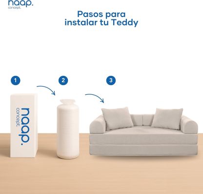 Naap Concept Sofá Cama Teddy Chenille | Diseño Convertible | Hecho 100% de Espuma | Comodidad y Versatilidad | 200x100x65 cm (Oxford)