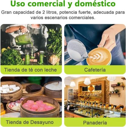 Glückluz Licuadora Profesional Uso Rudo 1800W 2L+Adicional 800ml, Doméstico Comercial Industrial Batidora de Verduras Extractor de Velocidad Ajustable y Hielo Picado a Fondo Extractora