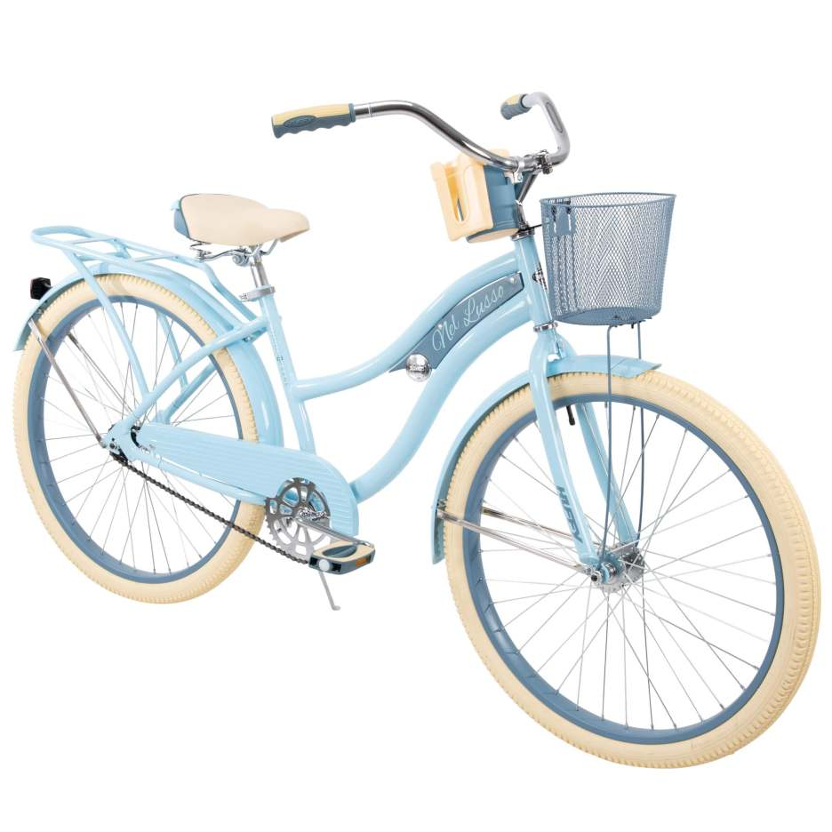 Bicicleta de paseo clásica Nel Lusso con cuadro Perfect Fit, para mujer, color azul, 26"