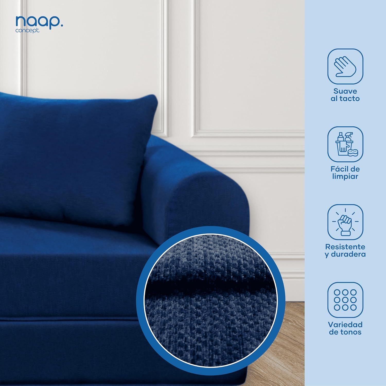 Naap Concept Sofá Cama Teddy Chenille | Diseño Convertible | Hecho 100% de Espuma | Comodidad y Versatilidad | 200x100x65 cm (Oxford)