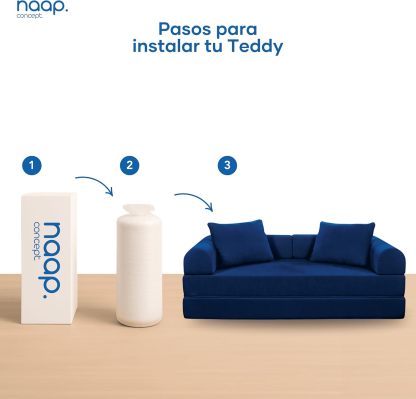 Naap Concept Sofá Cama Teddy Chenille | Diseño Convertible | Hecho 100% de Espuma | Comodidad y Versatilidad | 200x100x65 cm (Oxford)