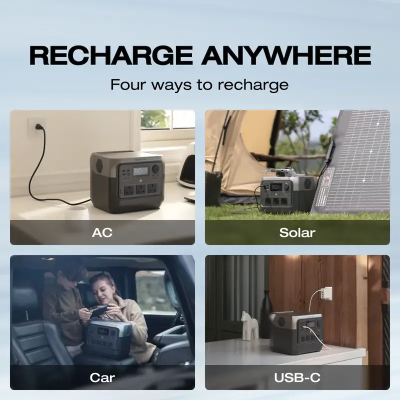 Estación de energía portátil ECOFLOW RIVER 2 Pro 700, batería LiFePO4 de 718Wh, carga rápida de 70 minutos, 4X800W (X-Boost 1600W) salidas AC