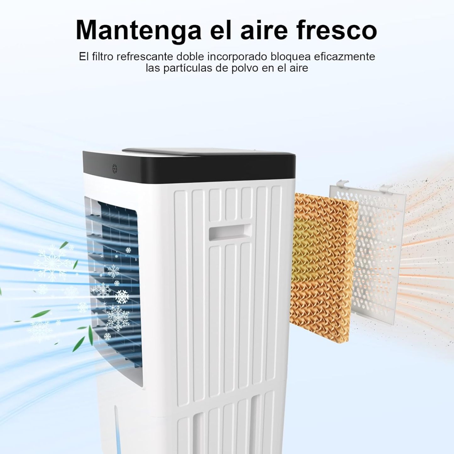 Aire Acondicionado PortatilEnfriador de Airecon Pantalla LED, con Tanque de 10L Control Remoto y Temporizador, Enfriamiento rápido de 120°，Adecuado para Hogar, Oficina