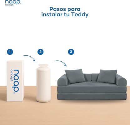 Naap Concept Sofá Cama Teddy Chenille | Diseño Convertible | Hecho 100% de Espuma | Comodidad y Versatilidad | 200x100x65 cm (Oxford)