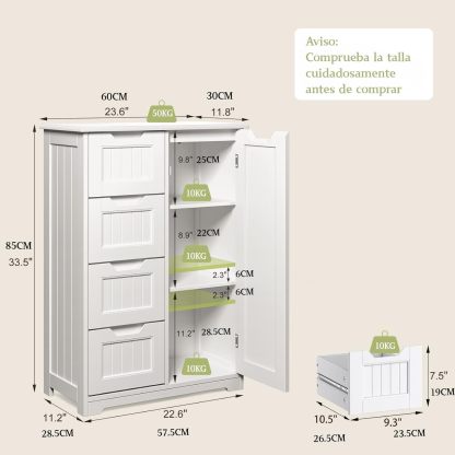 Armario de almacenamiento de despensa de cocina de 33 pulgadas con puerta y estantes, armario pequeño de despensa de alimentos, armario de almacenamiento de baño de madera independiente