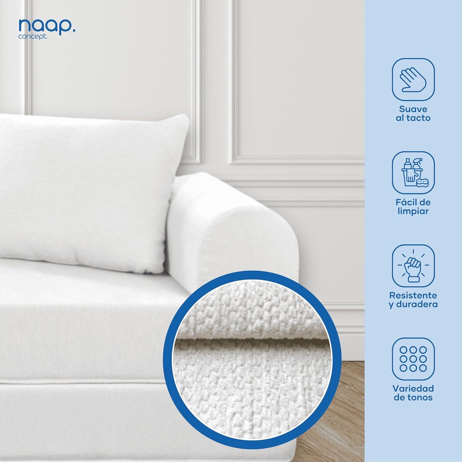 Naap Concept Sofá Cama Teddy Chenille | Diseño Convertible | Hecho 100% de Espuma | Comodidad y Versatilidad | 200x100x65 cm (Oxford)