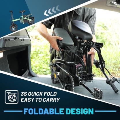 Bicicleta eléctrica plegable E14 para adultos | Motor de 48 V y 500 W | Bicicleta urbana ligera de 14" | Hasta 29 km/h