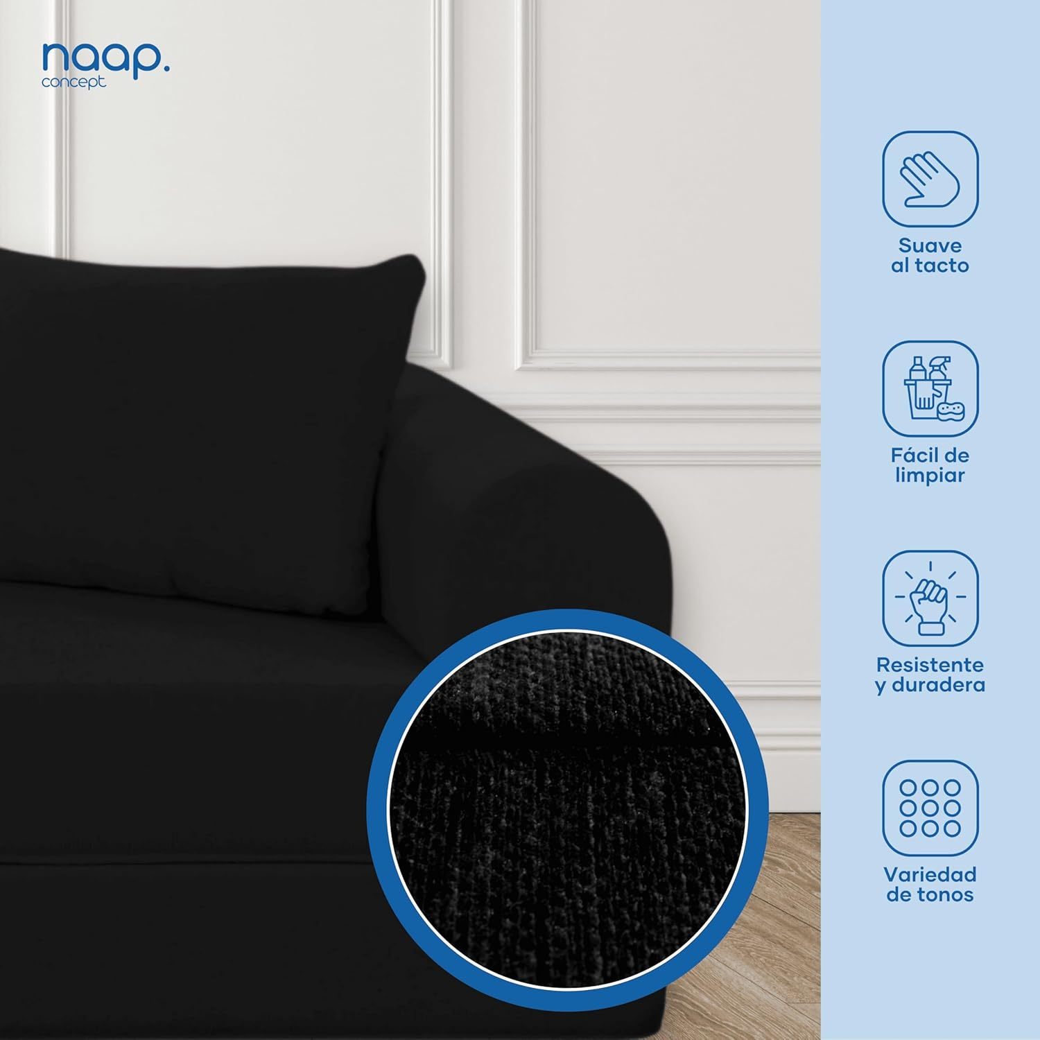 Naap Concept Sofá Cama Teddy Chenille | Diseño Convertible | Hecho 100% de Espuma | Comodidad y Versatilidad | 200x100x65 cm (Oxford)