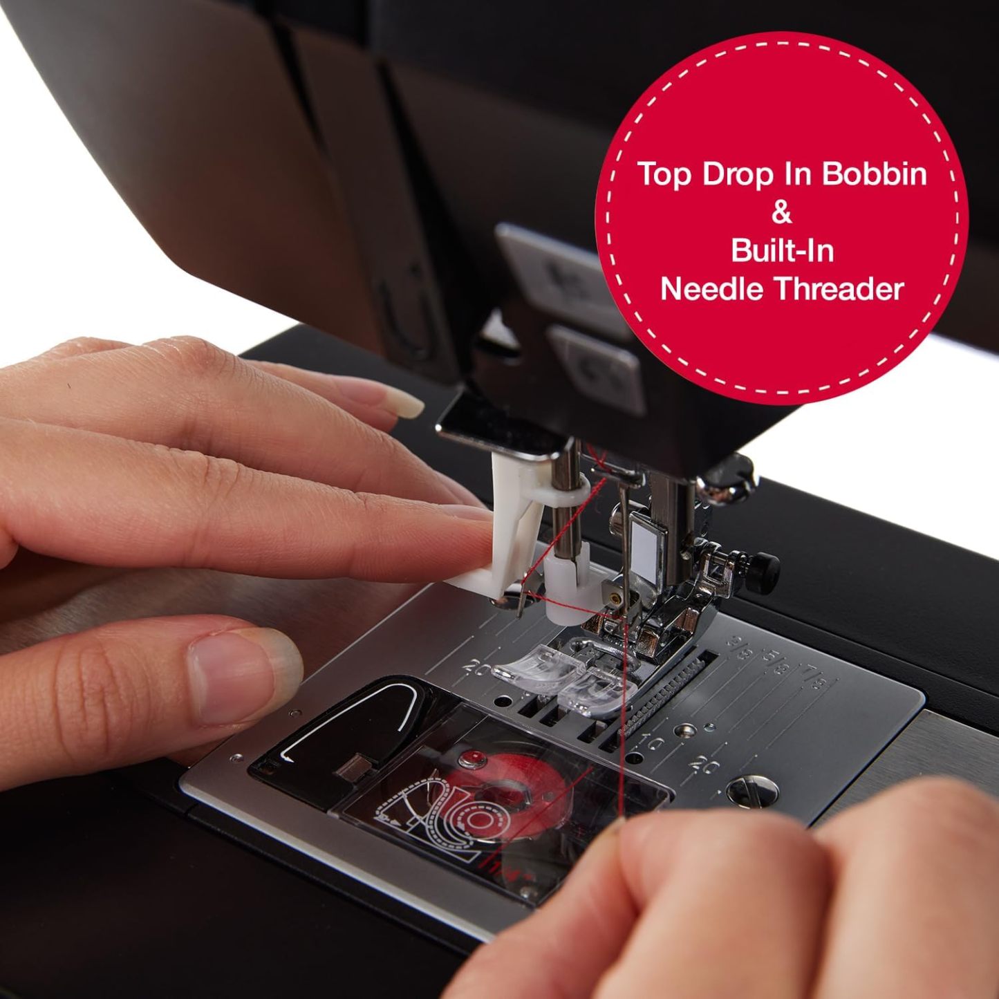 SINGER Máquina de coser de ley 6600C resistente con kit de accesorios, motor fuerte con potencia de perforación mejorada, aplicaciones de 215 puntadas, marco de metal completo, visualización LCD y