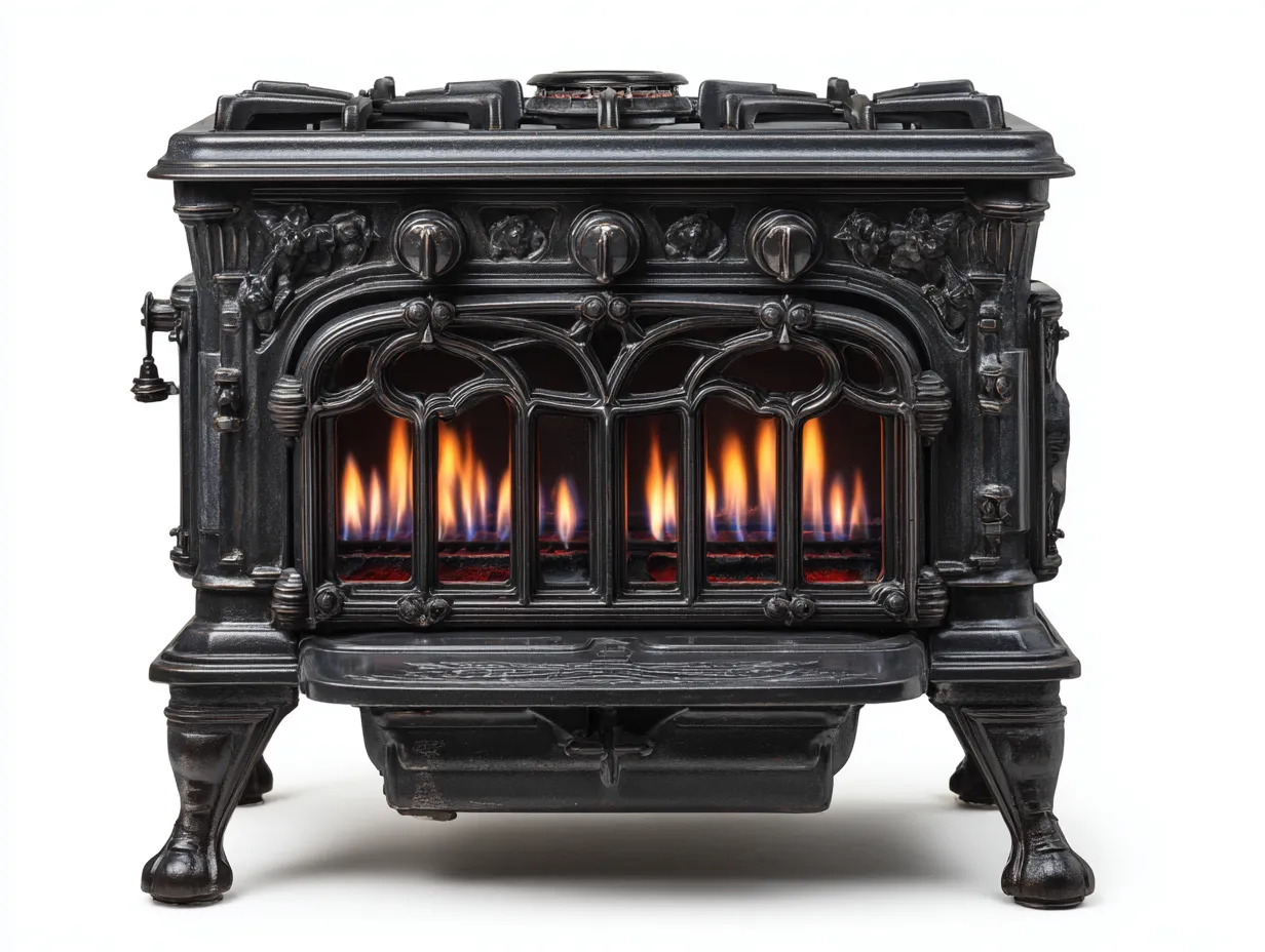 Kamin-Gusseisen-72x42x66 cm-Schwarz-Klassisches Design-Nookgetbay