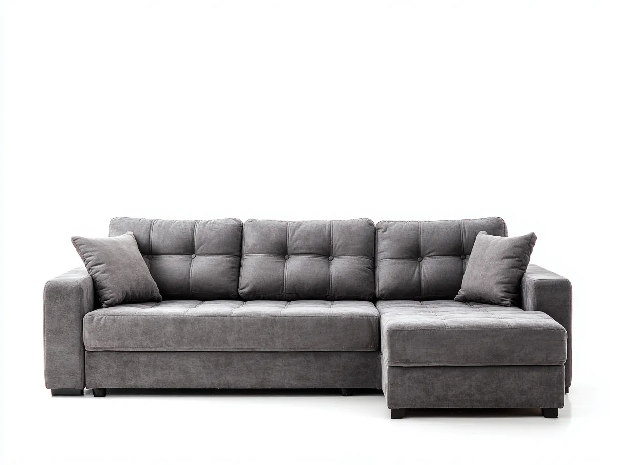 Ecksofa - Stoff-Holz - 270 x 165 x 90 cm - Grau - Moderner Stil-Nookgetbay