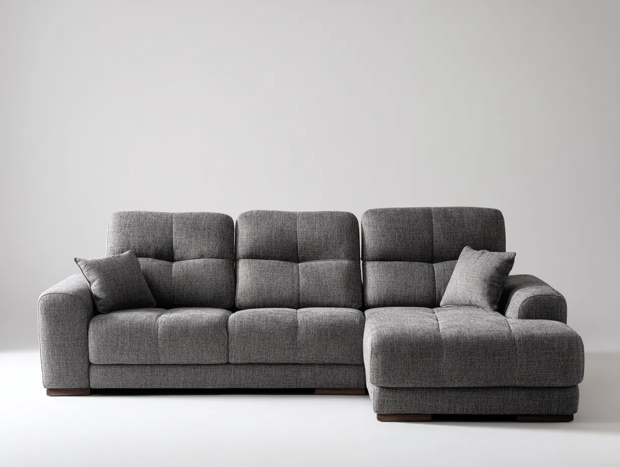 Ecksofa - Stoff-Holz - 278 x 169 x 92 cm - Grau - Moderner Stil-Nookgetbay