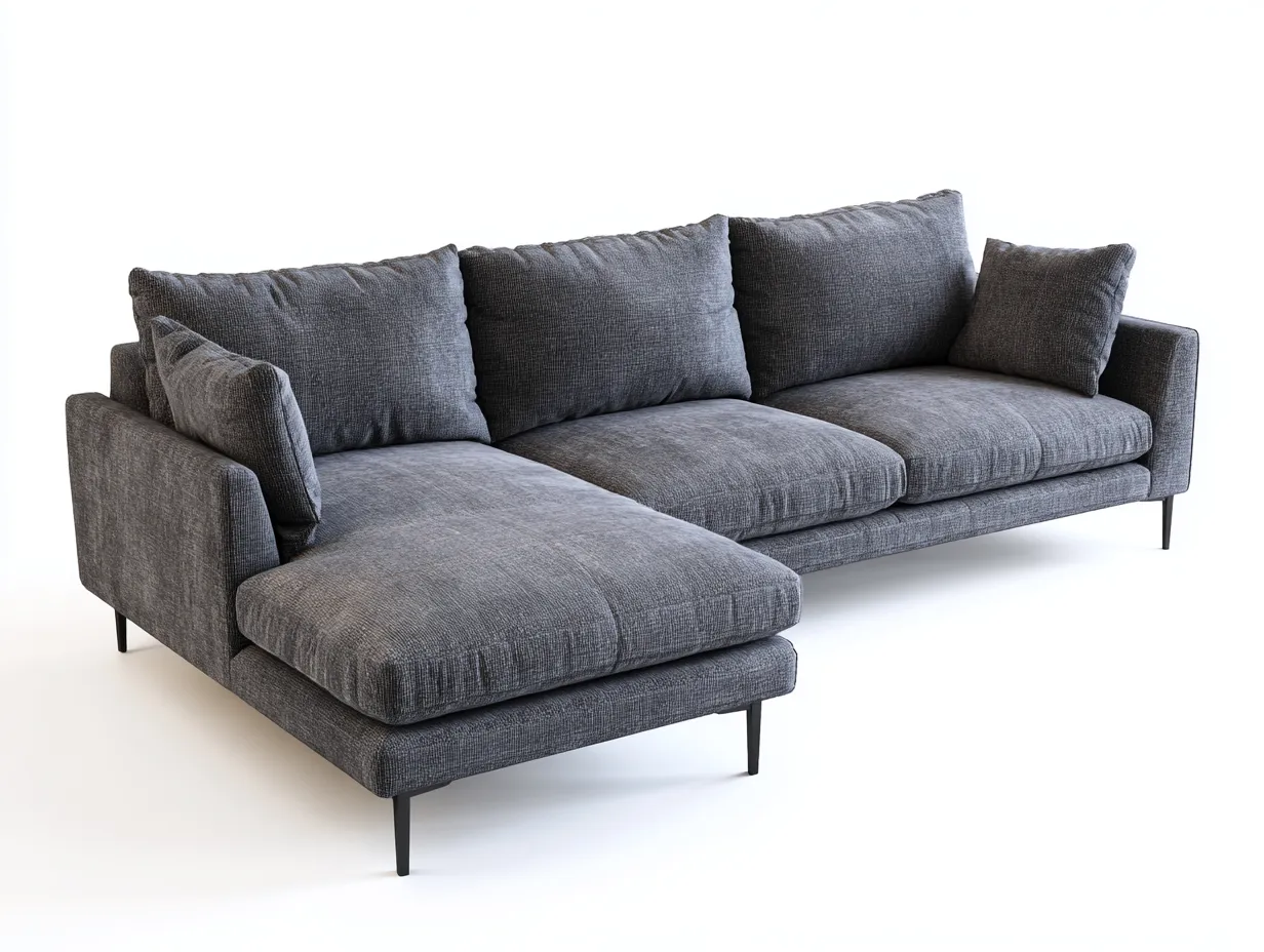Ecksofa - Stoff-Metall - 282 x 170 x 83 cm - Dunkelgrau - Moderner Stil-Nookgetbay