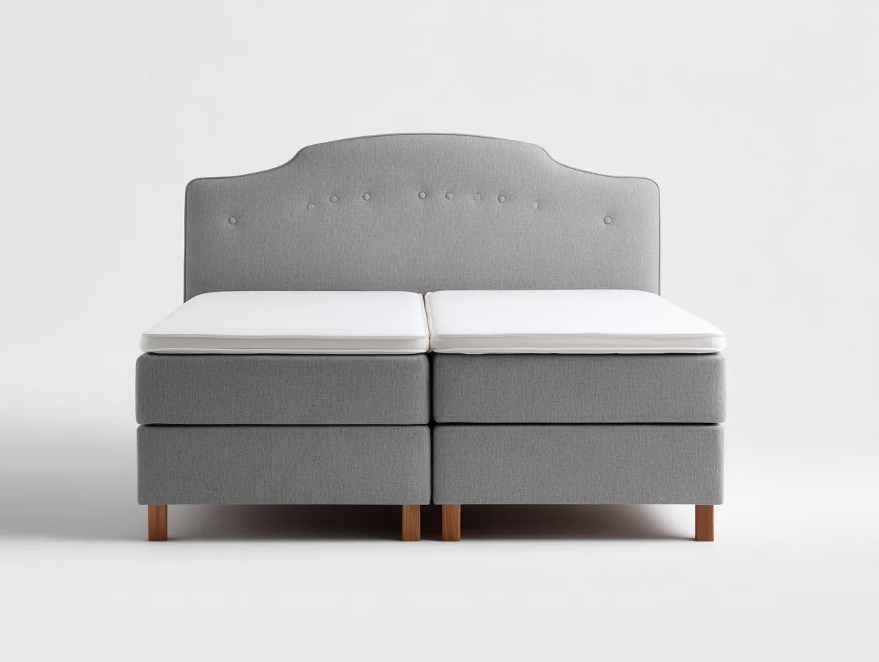 Doppelbett - Stoff-Holz-Metall - 210 x 190 x 118 cm - Grau - Moderner Stil-Nookgetbay