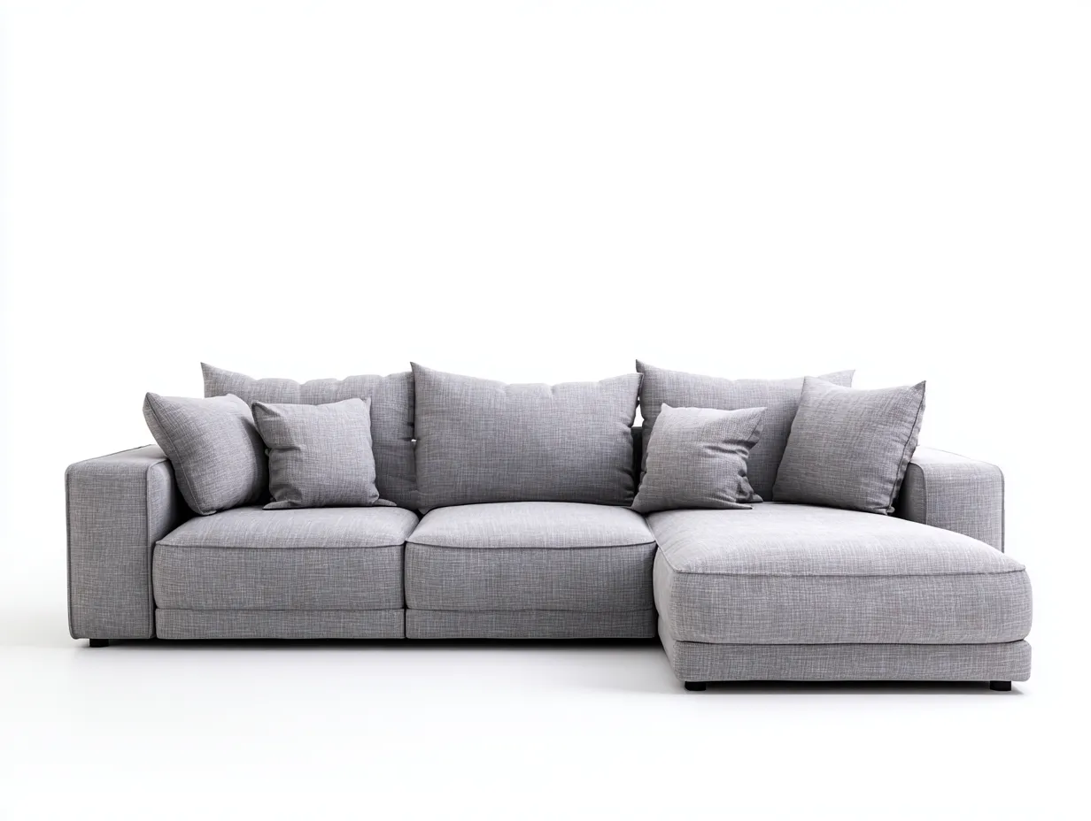 Ecksofa - Stoff-Holz - 286 x 176 x 88 cm - Hellgrau - Moderner Stil-Nookgetbay