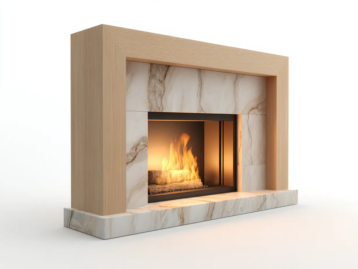 Kamin-Holz-Marmor-150x44x102 cm-Beige-Weiß-Modernes Design-Nookgetbay
