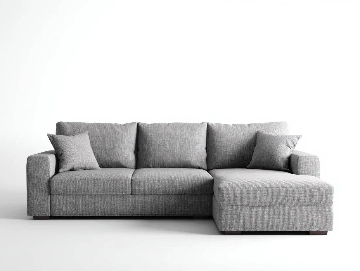 Ecksofa - Stoff-Holz - 264 x 166 x 87 cm - Hellgrau - Moderner Stil-Nookgetbay