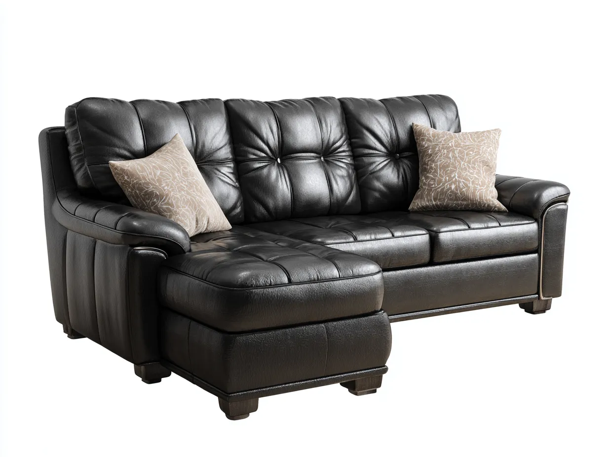 Ecksofa-Kunstleder-Holz-268x162x88 cm-Schwarz-Klassisches Design-Nookgetbay
