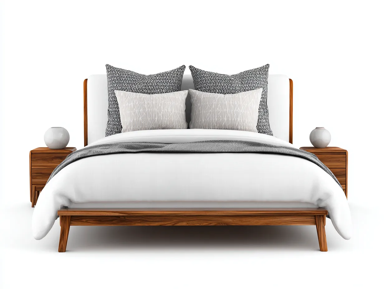 Doppelbett - Holz-Stoff - 206 x 186 x 102 cm - Braun-Weiß - Moderner Stil-Nookgetbay