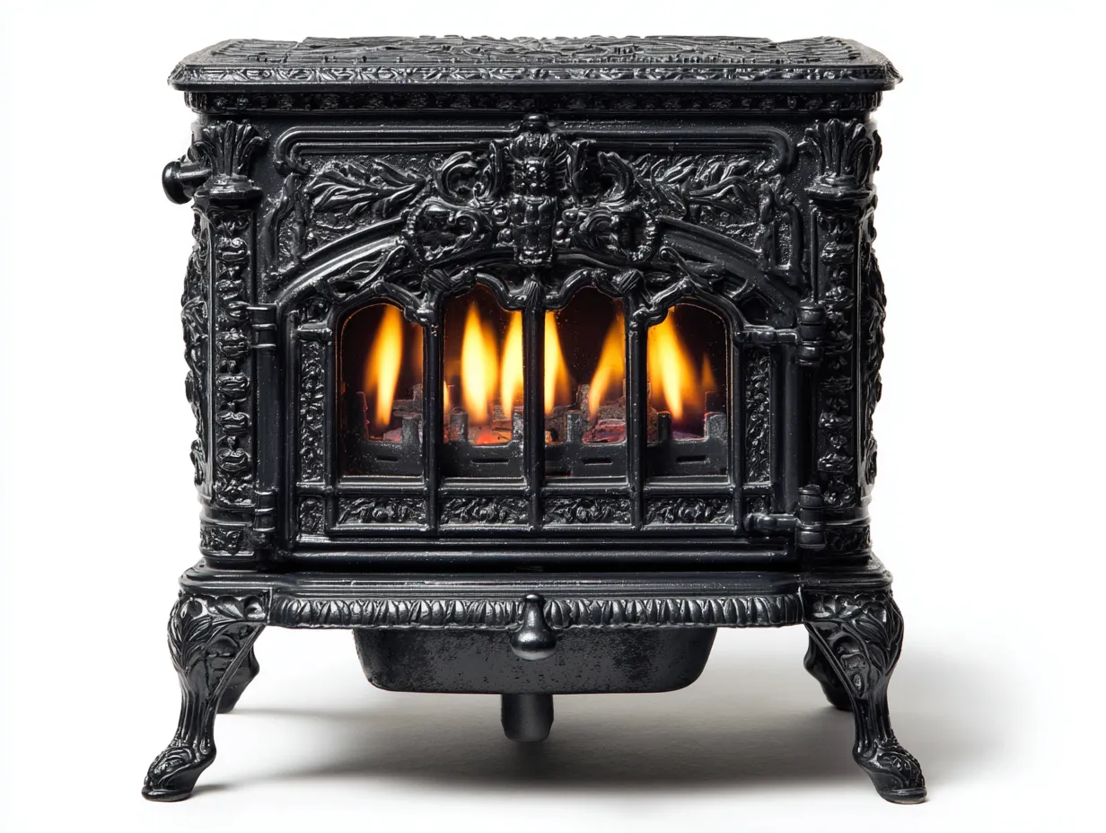 Kamin-Gusseisen-62x38x65 cm-Schwarz-Klassisches Design-Nookgetbay