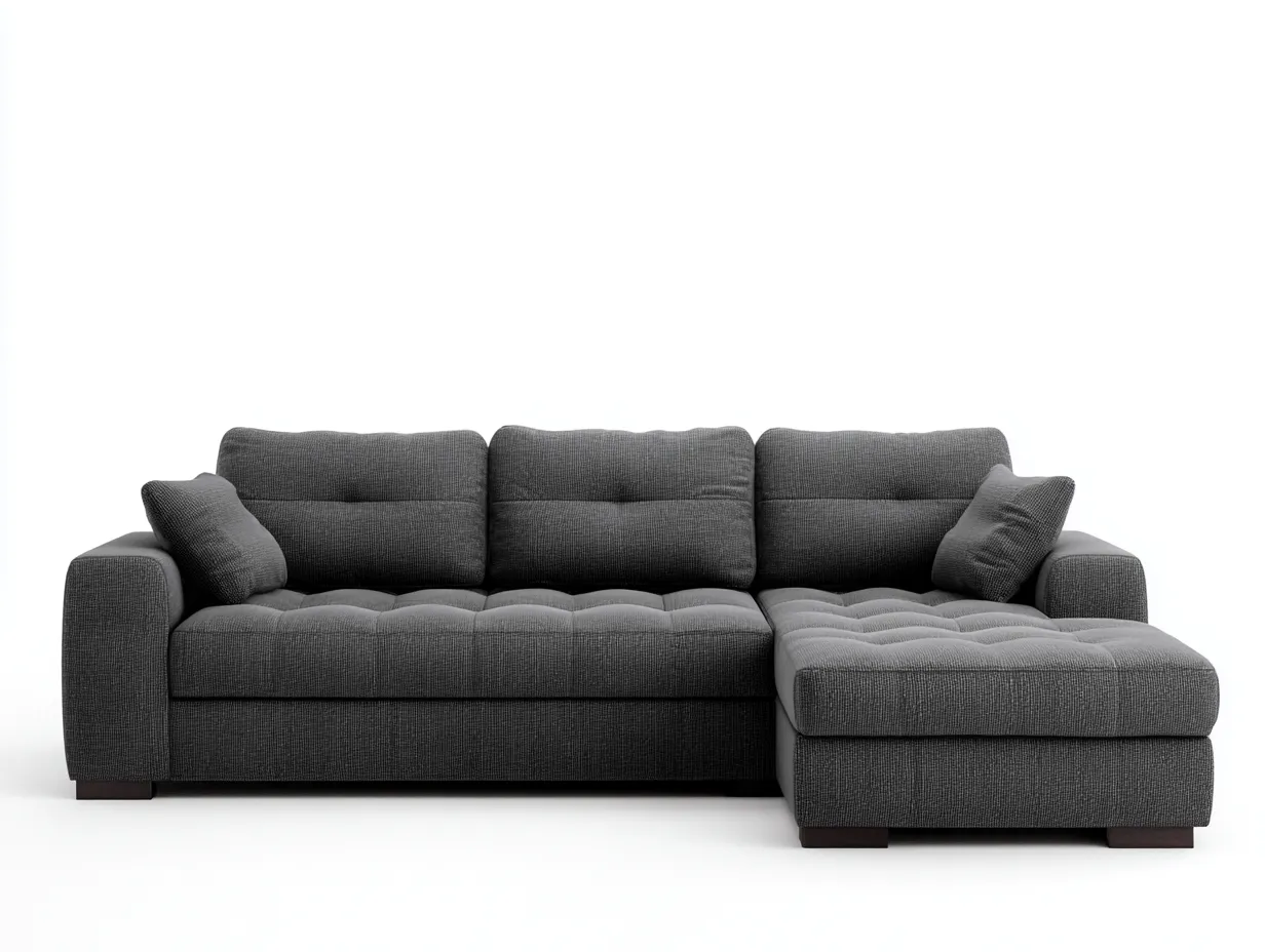 Ecksofa - Stoff-Holz - 276 x 172 x 88 cm - Dunkelgrau - Moderner Stil-Nookgetbay