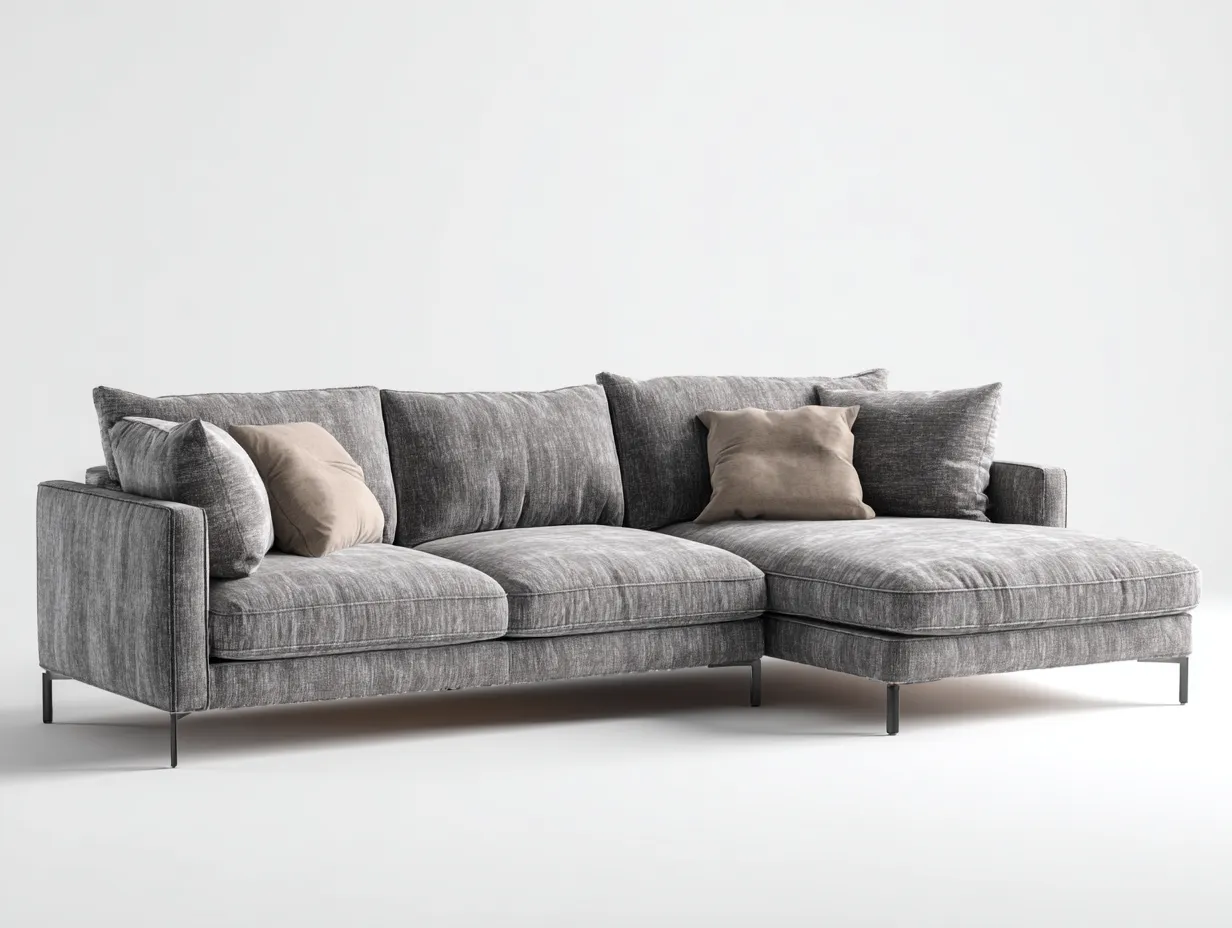 Ecksofa - Stoff-Metall - 284 x 174 x 84 cm - Grau - Moderner Stil-Nookgetbay