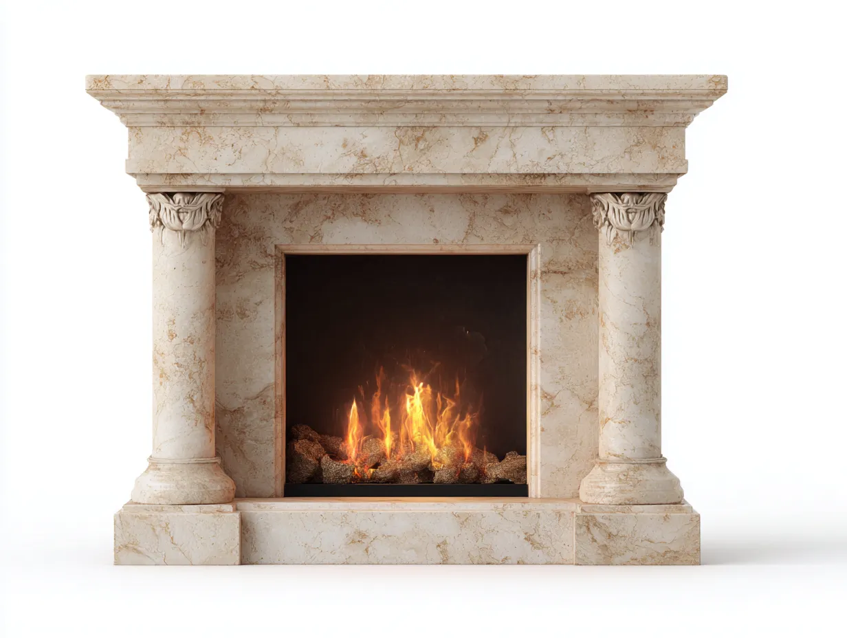 Kamin-Marmor-140x38x110 cm-Beige-Klassisches Design-Nookgetbay